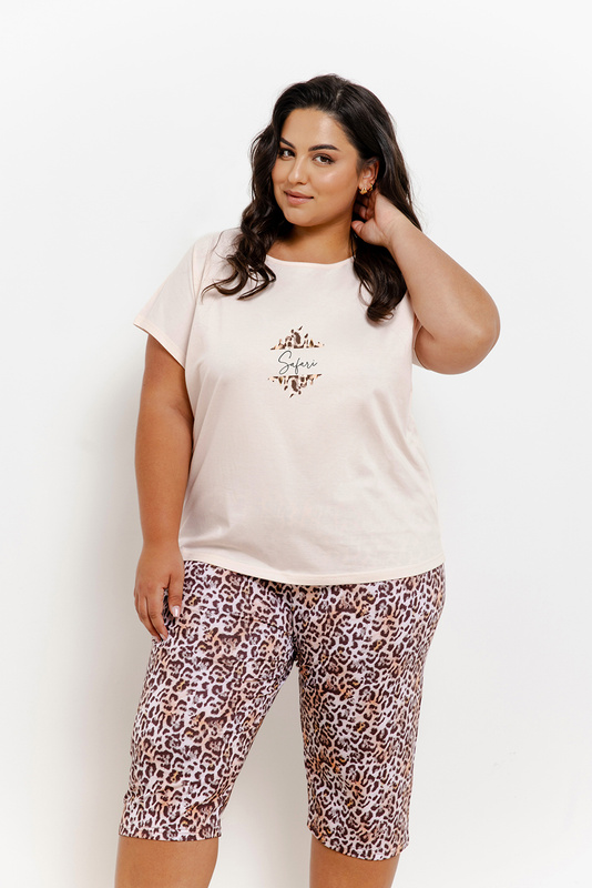 Piżama damska krótki rękaw, 3/4 spodnie PLUS SIZE Chrissy 3362 S/S 25 Taro